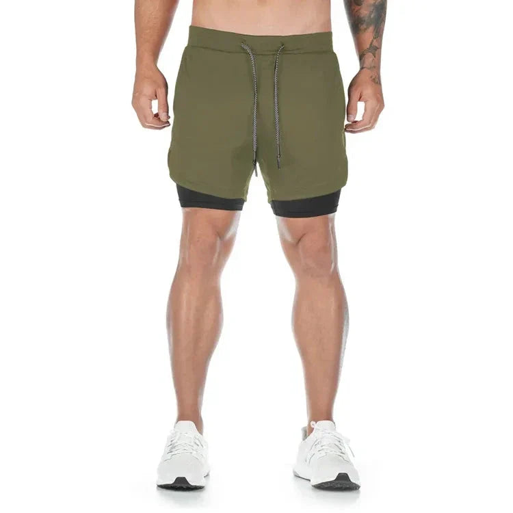 Men's 2-in-1 Camo Running Shorts — Quick-Dry with Compression Liner