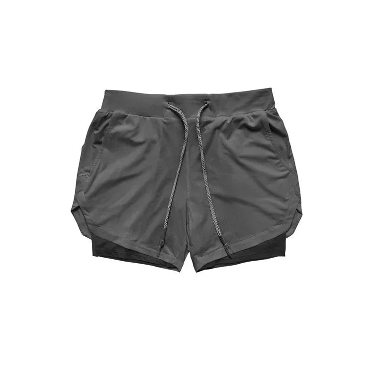 Men's 2-in-1 Camo Running Shorts — Quick-Dry with Compression Liner
