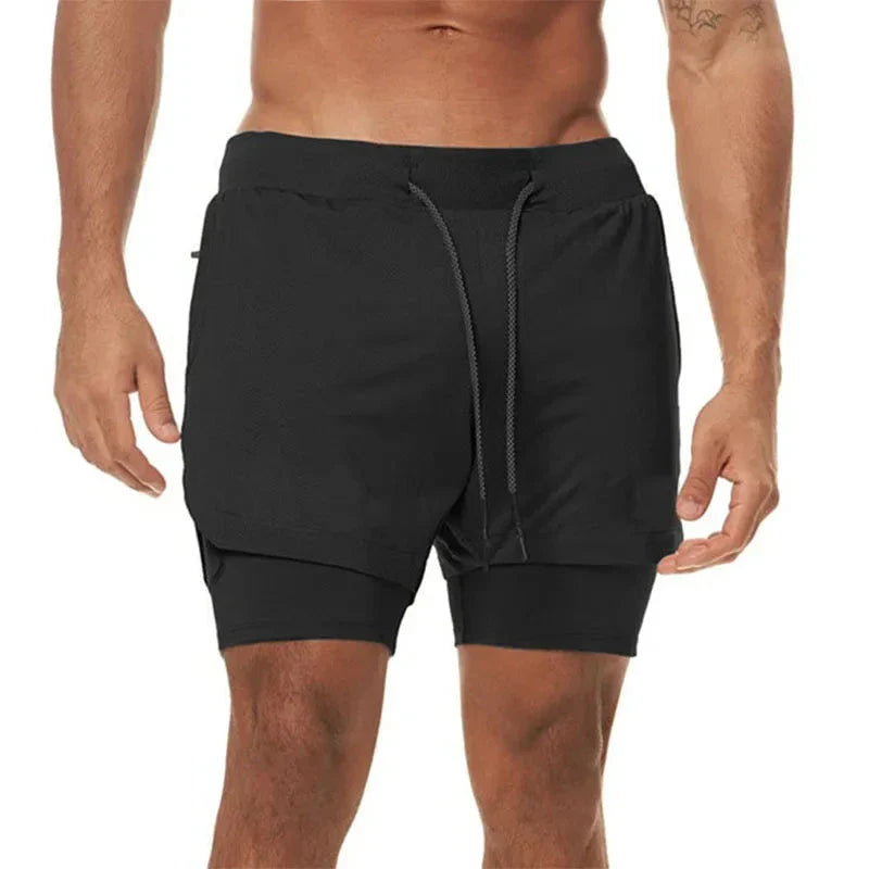 Men's 2-in-1 Camo Running Shorts — Quick-Dry with Compression Liner