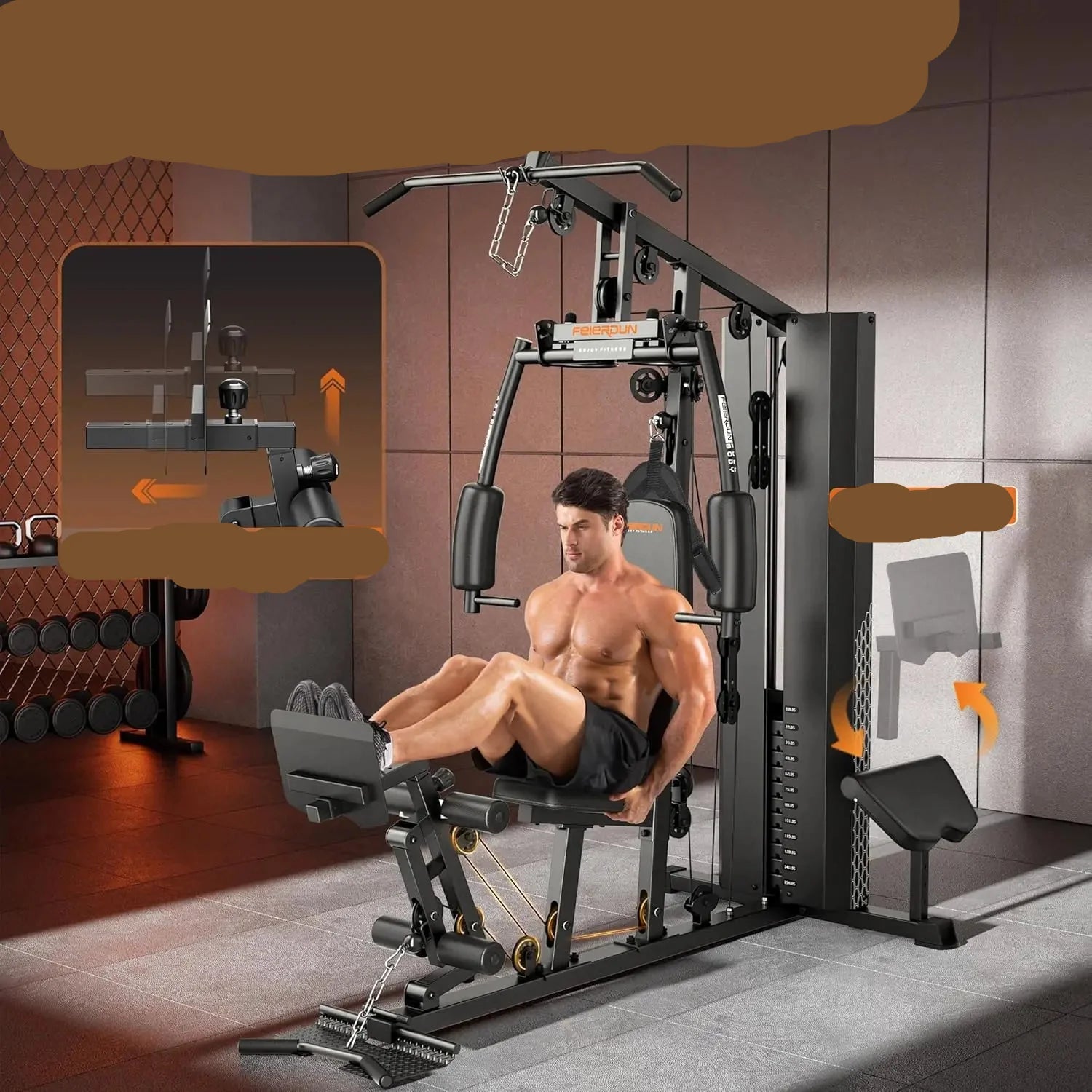Multi-Function Home Gym 154lbs Leg Press & Cable Exercises