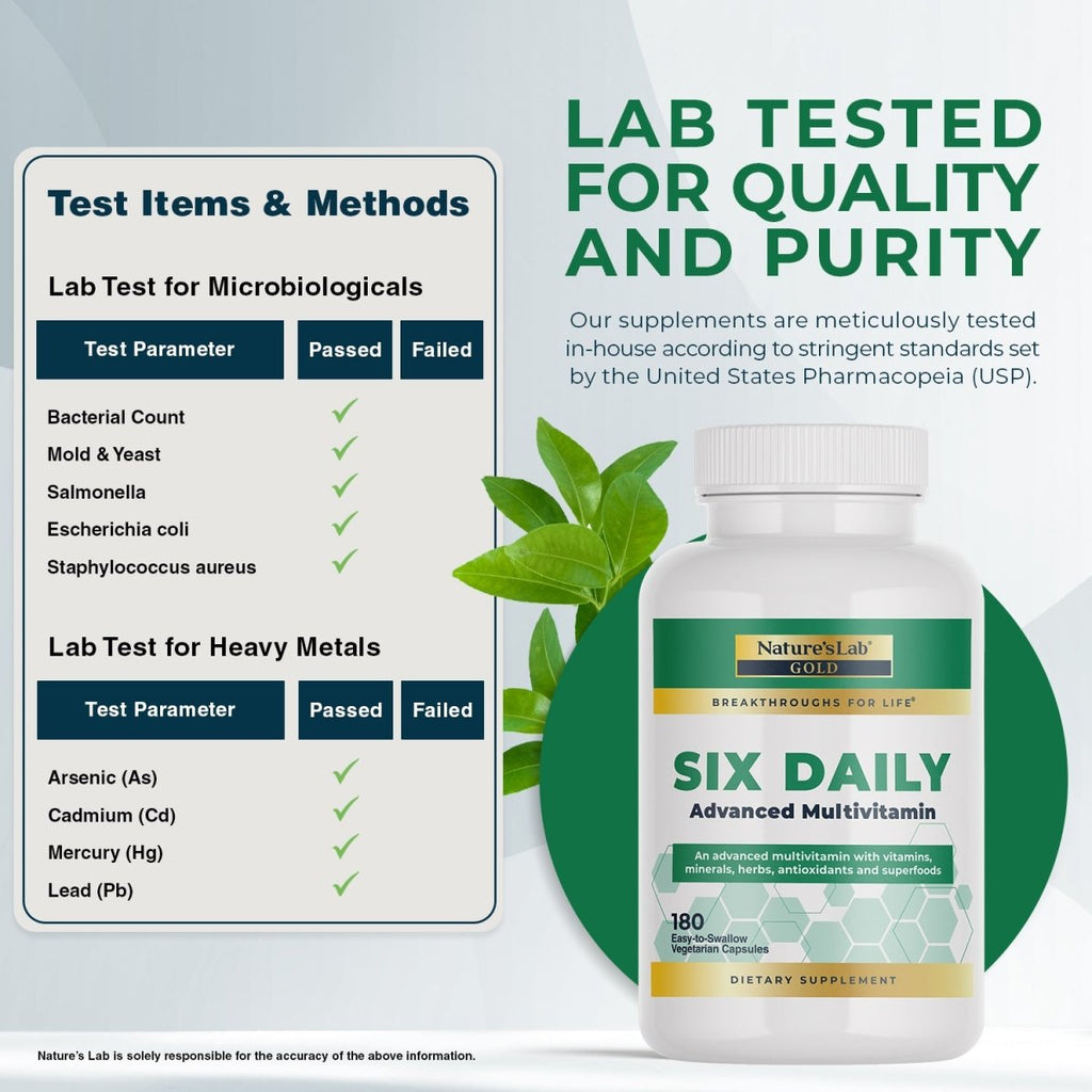 Nature's Lab Gold Six Daily Multivitamin — 180 Capsules | 30-Day Supply
