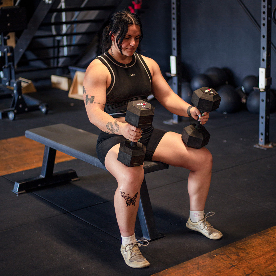 Rubber Hex Dumbbells (Pair)