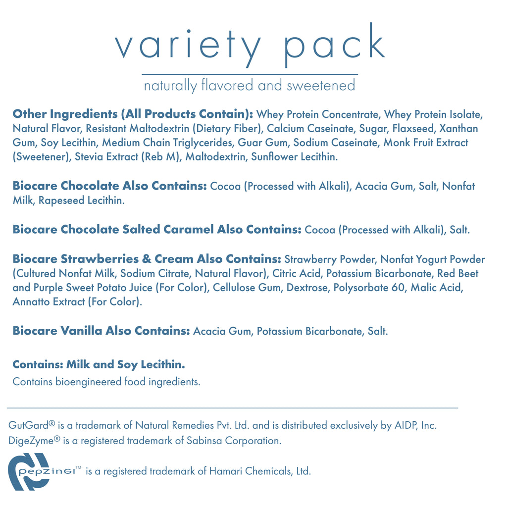 Biocare 30G Protein Beverage Variety Pack | GLP-1 Friendly | 7-Count