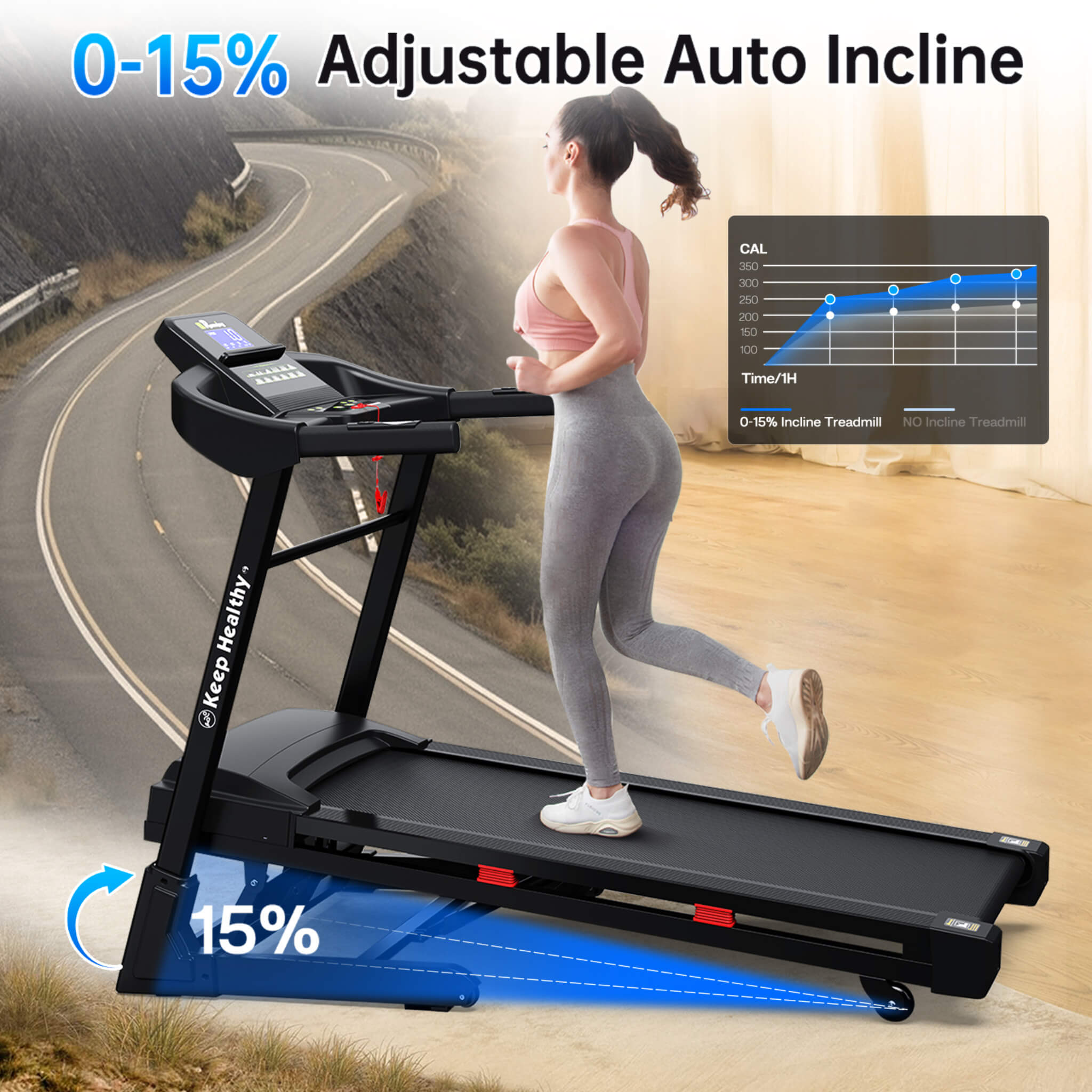 Rovix Compact 3.5HP Foldable Electric Treadmill with Bluetooth & 12 Pre-Set Programs