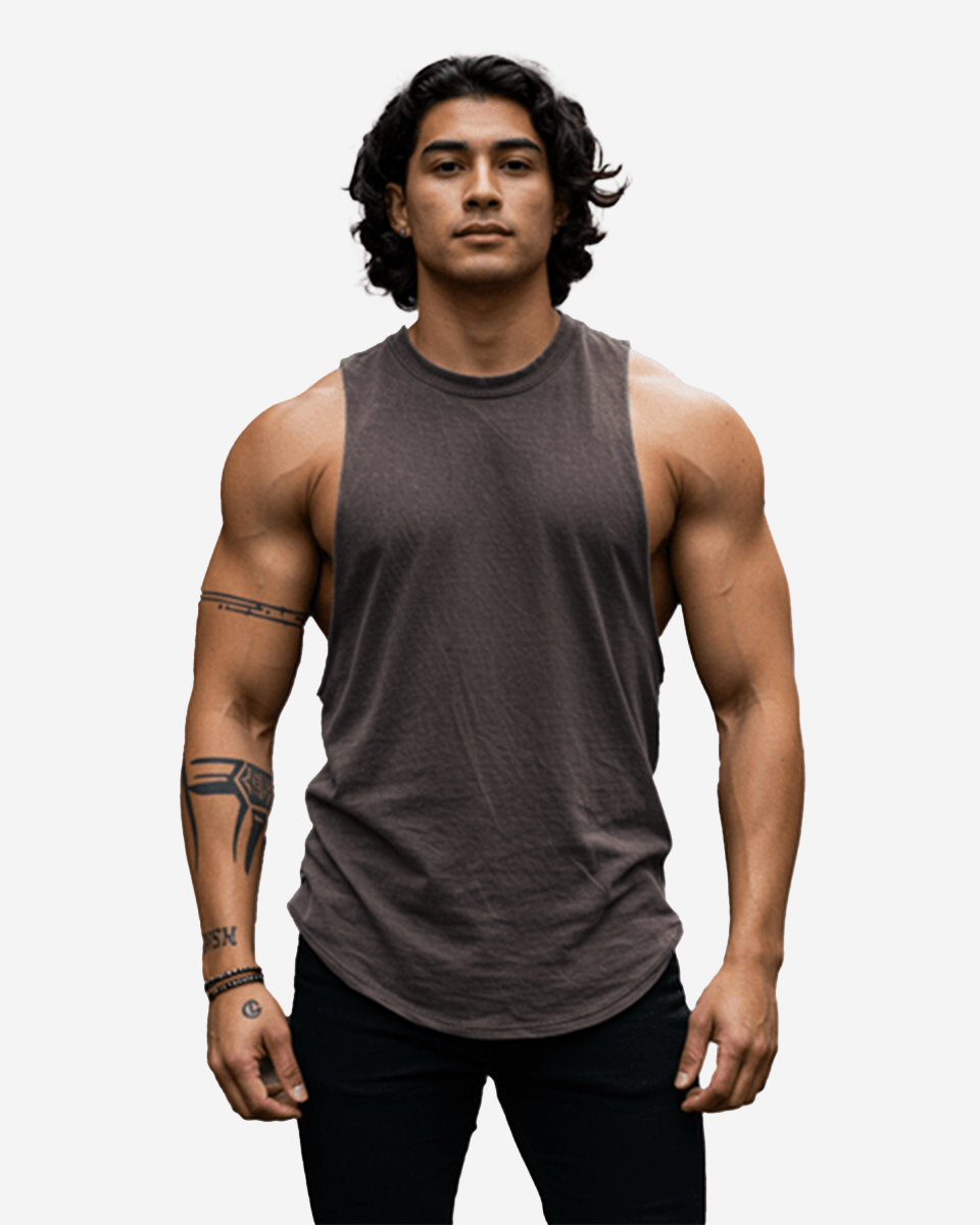 G West Men's Gym Tank Top | Breathable Workout Vest | Brown | Sizes XS–2XL