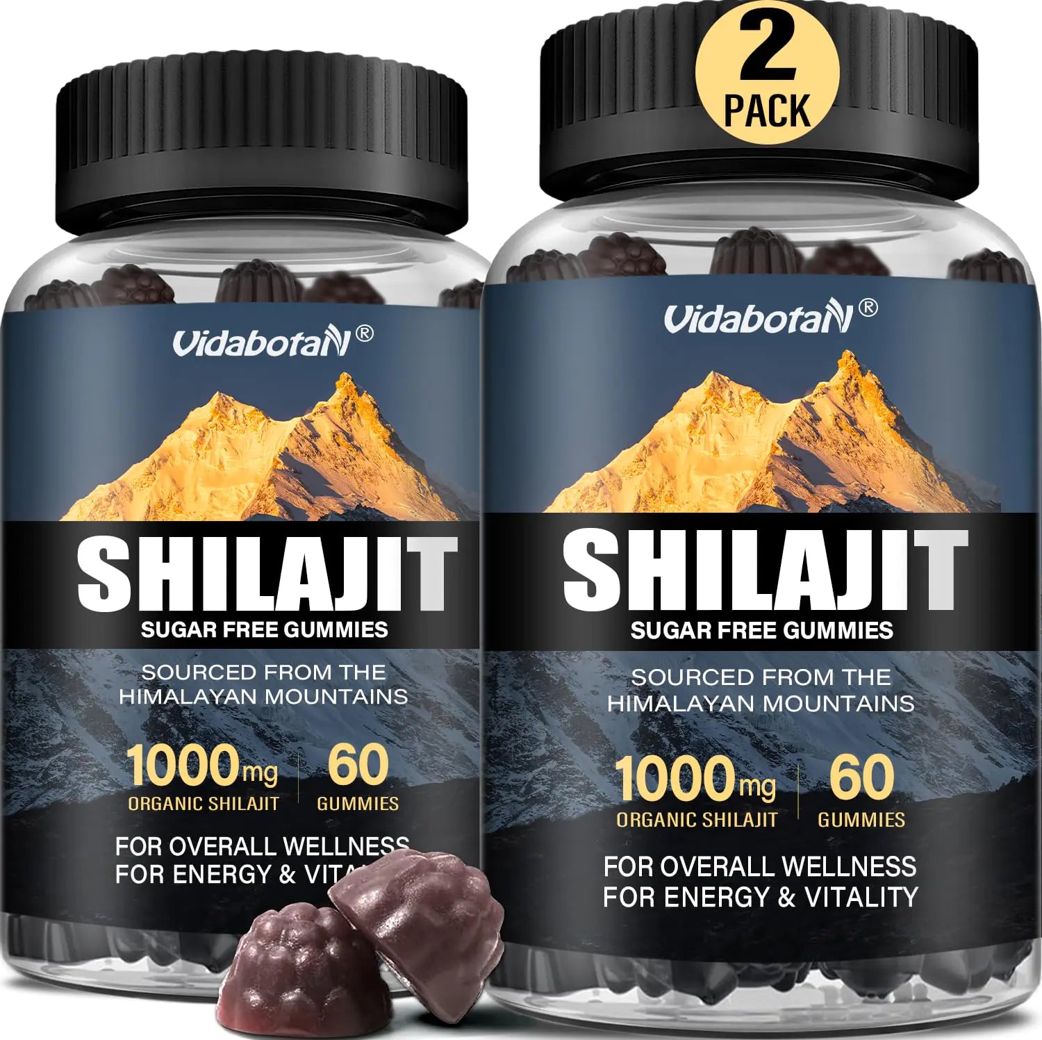 Sugar Free Shilajit Gummies 1000mg with Ashwagandha & Fulvic Acid, Mixed Berry, 120 Gummies