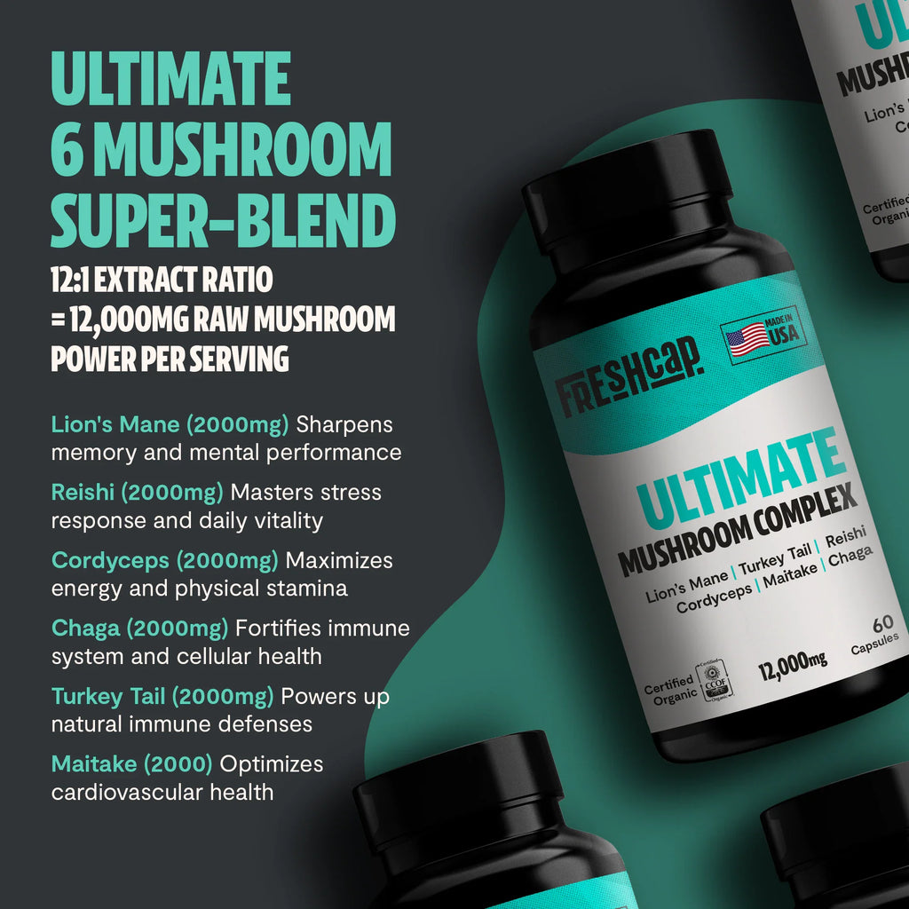Organic Mushroom Complex | Six-Mushroom Adaptogen Blend