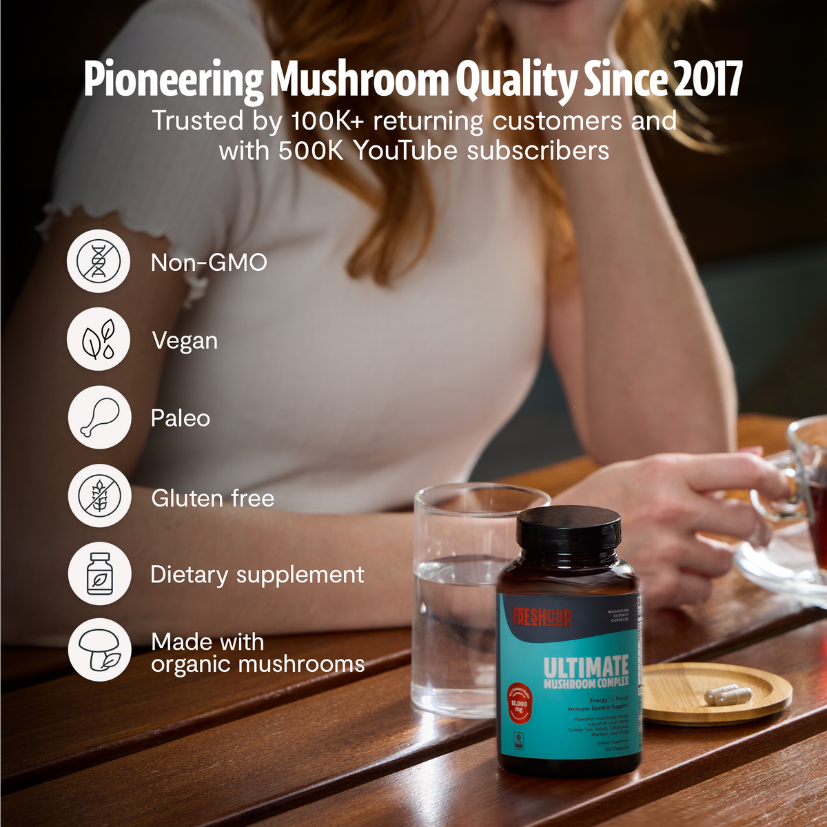 Organic Mushroom Complex | Six-Mushroom Adaptogen Blend