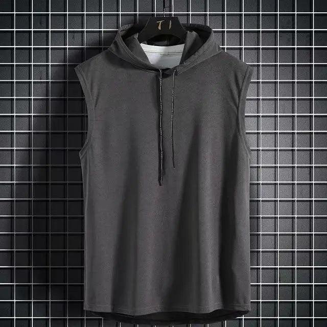 Men's Sleeveless Muscle Hoodie Vest | Quick-Dry Gym Tank Top