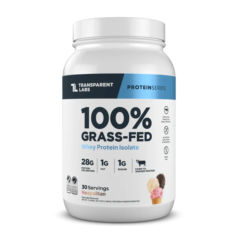 Transparent Labs 100% Grass-Fed Whey Isolate Protein Powder (30 Servings)