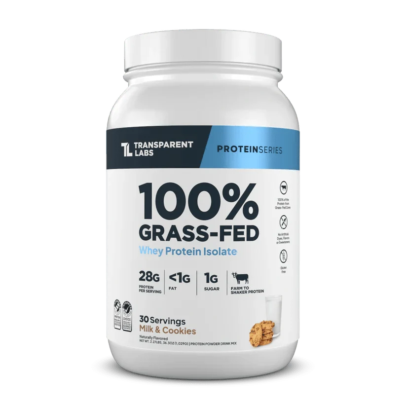 Transparent Labs 100% Grass-Fed Whey Isolate Protein Powder (30 Servings)