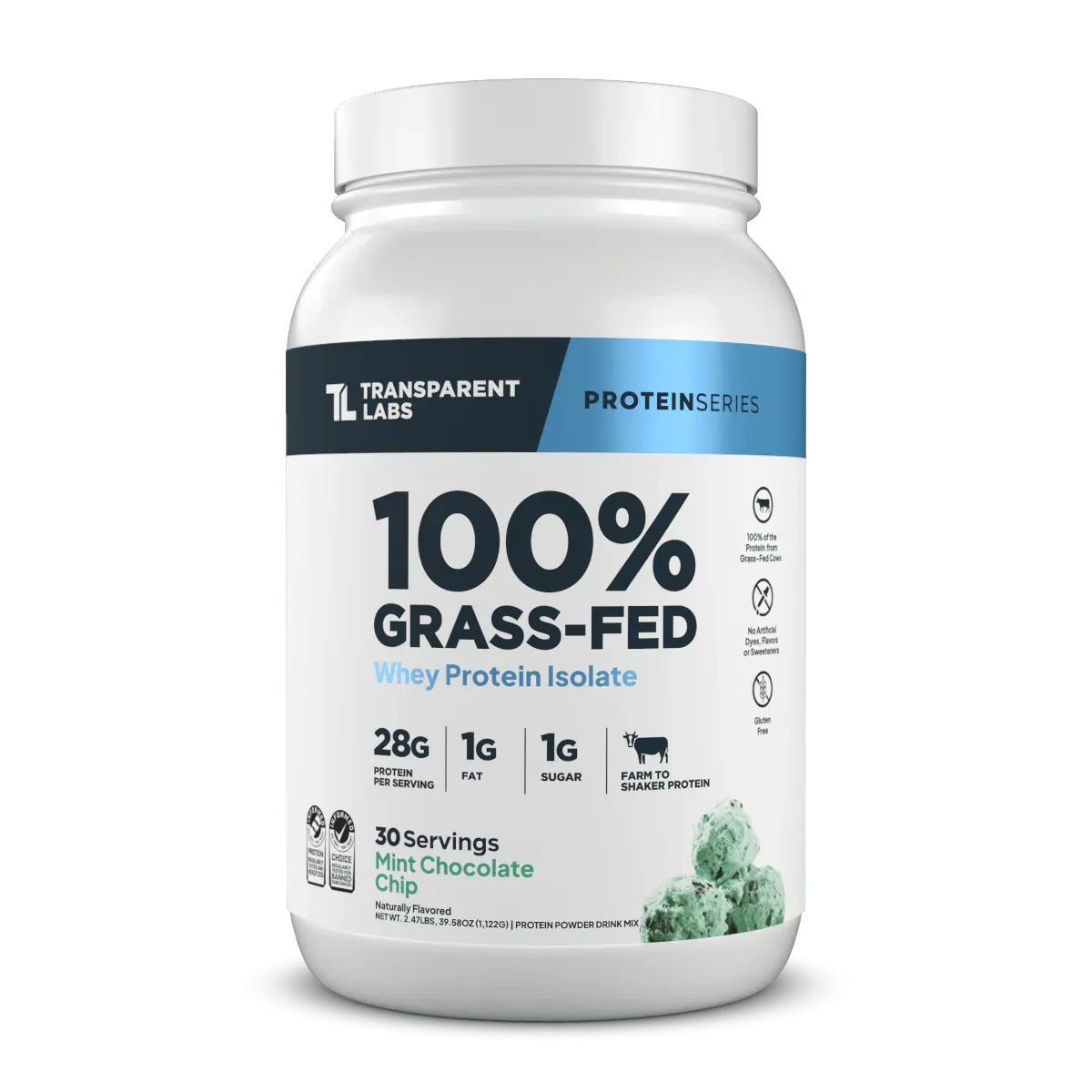 Transparent Labs 100% Grass-Fed Whey Isolate Protein Powder (30 Servings)