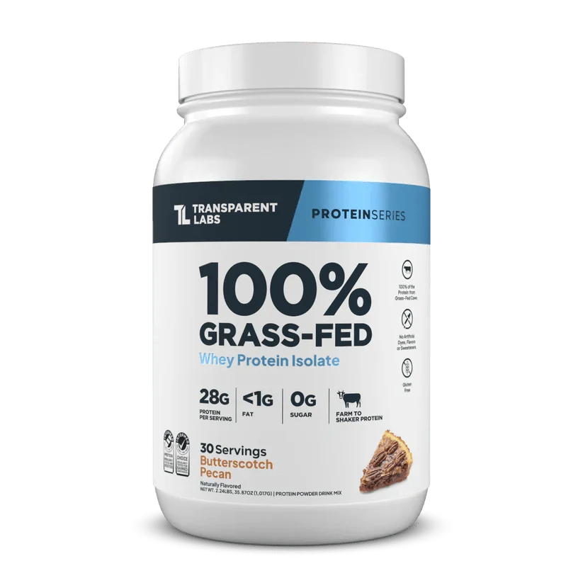 Transparent Labs 100% Grass-Fed Whey Isolate Protein Powder (30 Servings)